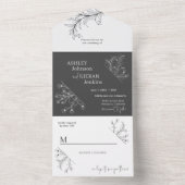 Elegant Floral Wedding All In One Uitnodiging (Binnen)