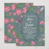 Elegant Floral Wedding Anniversary Invitations  Kaart (Voorkant / Achterkant)