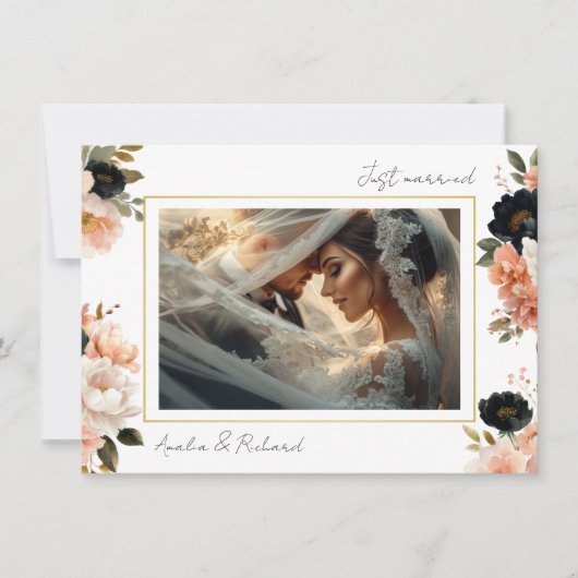 Elegant Floral Wedding Announcement Card Kaart (Voorkant)