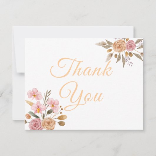 Elegant Floral Wedding Bedankkaart (Voorkant)