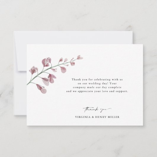 Elegant Floral Wedding Bedankkaart (Achterkant)