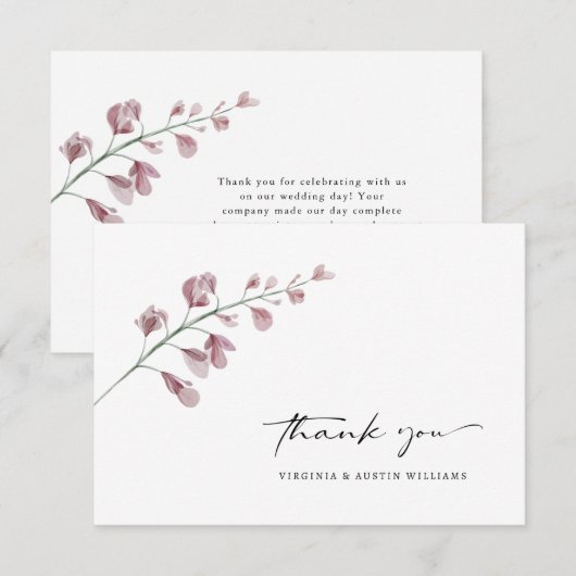 Elegant Floral Wedding Bedankkaart (Voorkant / Achterkant)