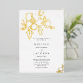 Elegant Floral Wedding Boms Folie Uitnodiging (Staand Voorkant)