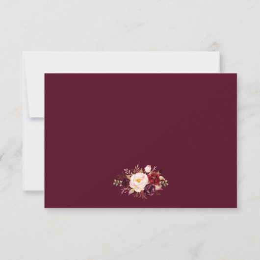 Elegant Floral Wedding Burgundy Gold RSVP (Achterkant)
