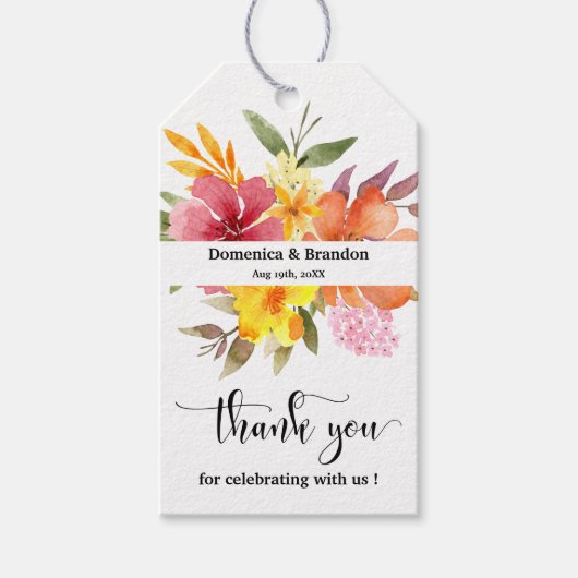 Elegant Floral Wedding Cadeaulabel (Voorkant)