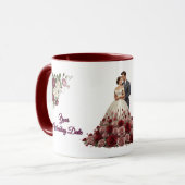 Elegant Floral Wedding Couple Coffee Mug Mok (Voorkant links)
