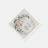 Elegant Floral Wedding Custom Names & Date Gold Servet (Hoek)