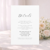 Elegant Floral Wedding Details Card | Double-Sided Kaart