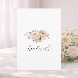 Elegant Floral Wedding Details Card | Double-Sided Kaart