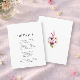 Elegant Floral Wedding Details Card RSVP Kaartje