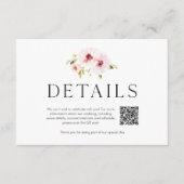 Elegant Floral Wedding Details Card with QR Code RSVP Kaartje (Voorkant)
