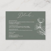 Elegant Floral Wedding Details Enclosure Card Informatiekaartje (Voorkant)