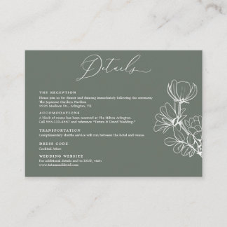 Elegant Floral Wedding Details Enclosure Card Informatiekaartje