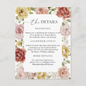 Elegant Floral Wedding Details Informatiekaartje (Voorkant)