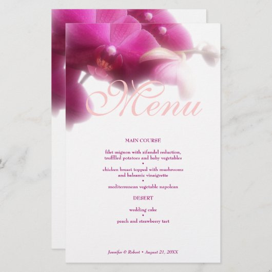 Elegant Floral Wedding Dinner Menu Kaart (Voorkant / Achterkant)