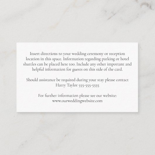 Elegant Floral Wedding Directions Enclosure Card Informatiekaartje (Achterkant)