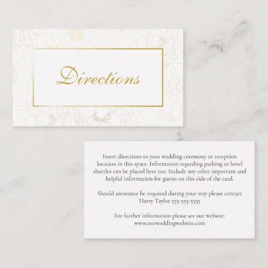 Elegant Floral Wedding Directions Enclosure Card Informatiekaartje (Voorkant / Achterkant)