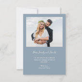 Elegant Floral Wedding Dusty Blue Foto bedankt (Achterkant)