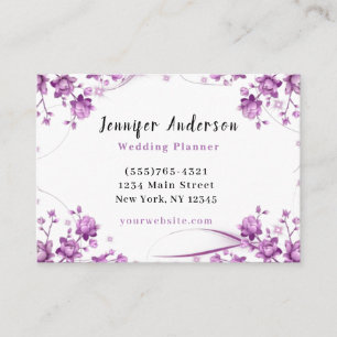 Elegant Floral Wedding Event Planner Service Visitekaartje