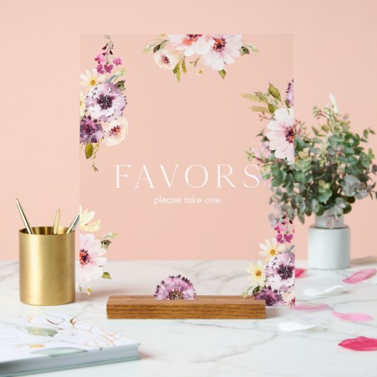 Elegant Floral Wedding Favor Sign Acryl Bord (Huwelijk)