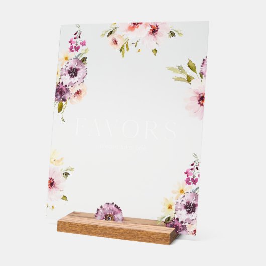 Elegant Floral Wedding Favor Sign Acryl Bord (Hoek)