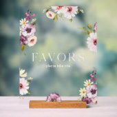Elegant Floral Wedding Favor Sign Acryl Bord (Neutraal)