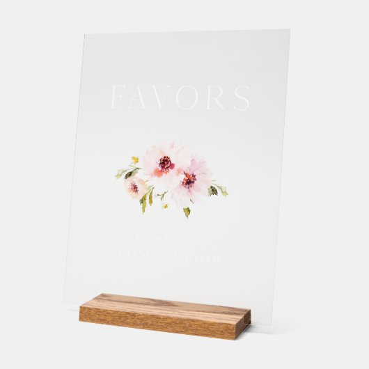 Elegant Floral Wedding Favor Sign Acryl Bord (Hoek)