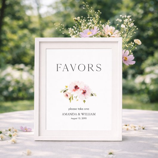 Elegant Floral Wedding Favor Sign Poster
