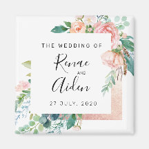 Elegant floral wedding favour magnet