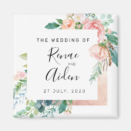 Elegant floral wedding favour magnet