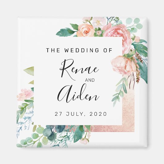 Elegant floral wedding favour magnet (Voorkant)