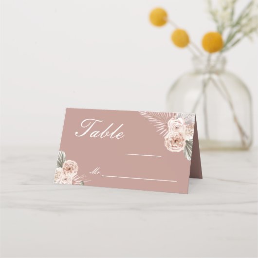 Elegant Floral Wedding Folded Place Card Plaatskaartje (Voorkant)