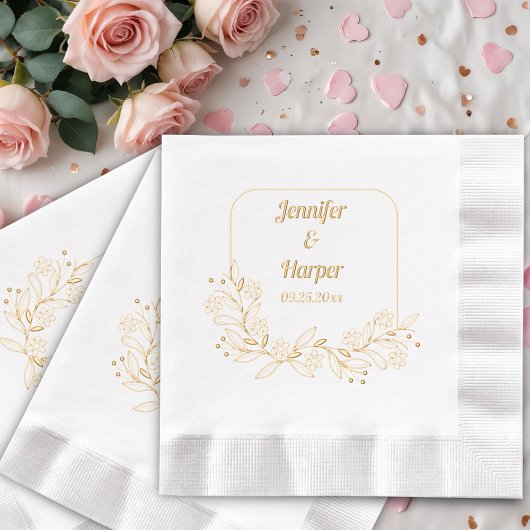 Elegant Floral Wedding Folie Servetten