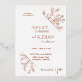 Elegant Floral Wedding Folie Uitnodiging (Voorkant)