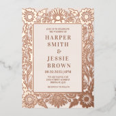 Elegant Floral Wedding Folie Uitnodiging (Voorkant)