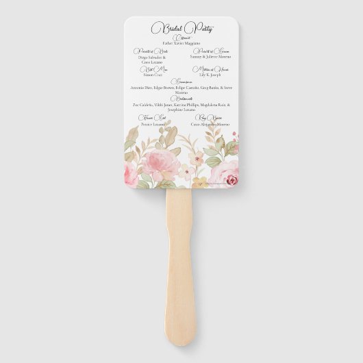 Elegant Floral Wedding gepersonaliseerd programma Handwaaier (Achterkant)
