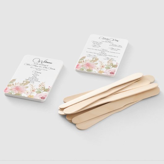 Elegant Floral Wedding gepersonaliseerd programma Handwaaier (Niet-gemonteerd)