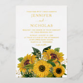 Elegant Floral Wedding Gold Folie Uitnodiging (Voorkant)