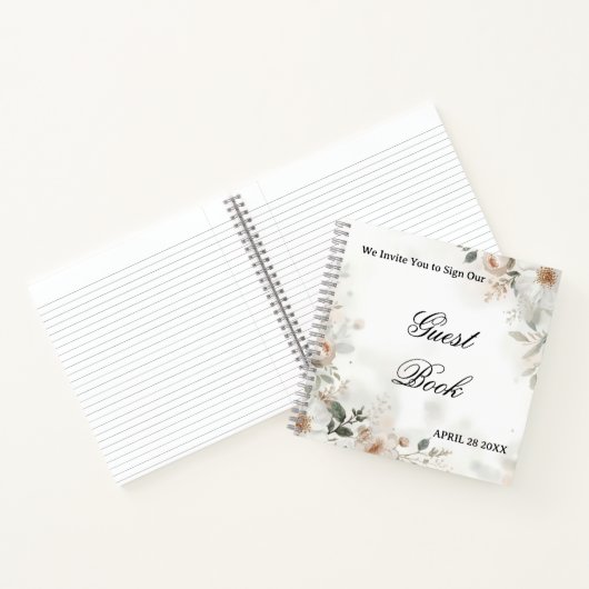 Elegant Floral Wedding Guest Book Notitieboek (Binnen)