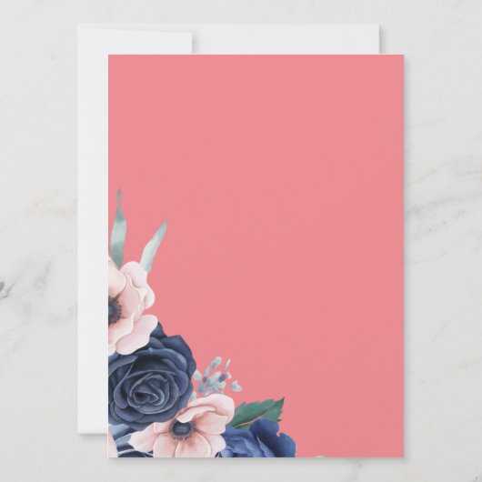 Elegant Floral Wedding Inture Kaart (Achterkant)