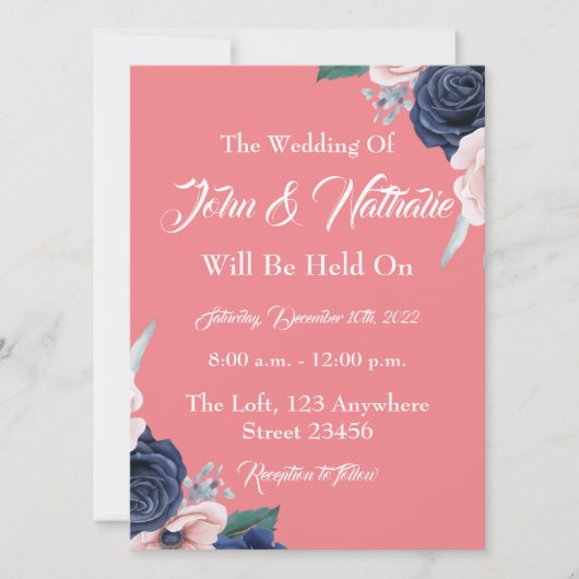 Elegant Floral Wedding Inture Kaart (Voorkant)