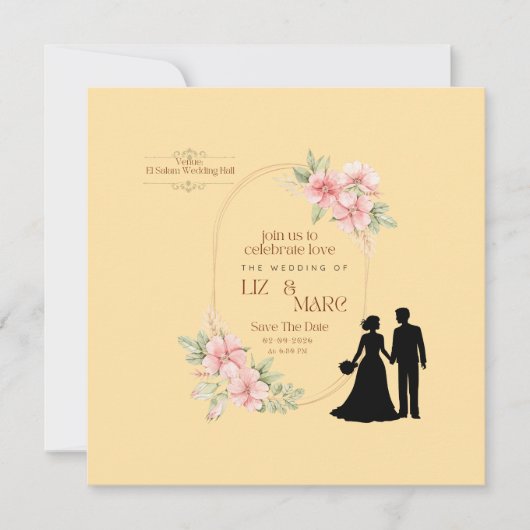 Elegant Floral Wedding Invitation (Voorkant)