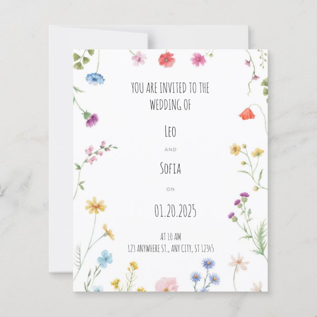 Elegant Floral Wedding Invitation (Voorkant)