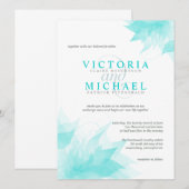 Elegant Floral Wedding Invitation-Blauwgroen Blue Kaart (Voorkant / Achterkant)