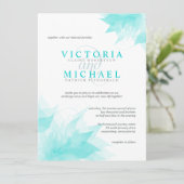 Elegant Floral Wedding Invitation-Blauwgroen Blue Kaart (Staand voorkant)