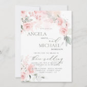 Elegant Floral Wedding Invitation Boho Blush Pink Kaart (Voorkant)