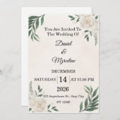 Elegant Floral Wedding Invitation   Card  Kaart (Voorkant / Achterkant)