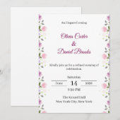 Elegant Floral Wedding Invitation Card Kaart (Voorkant / Achterkant)