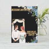 Elegant Floral Wedding Invitation Card Kaart (Staand voorkant)