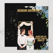 Elegant Floral Wedding Invitation Card Kaart (Voorkant / Achterkant)